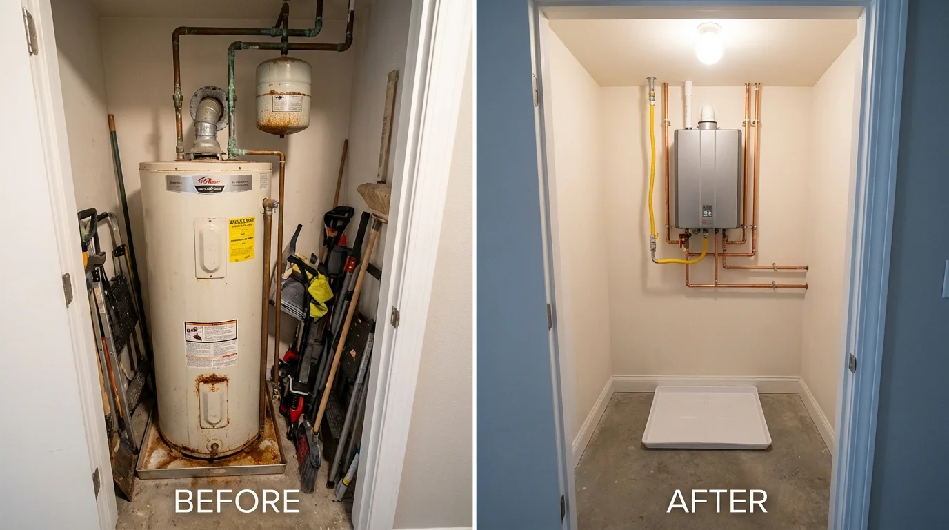 Tank water heater versus wall-mounted tankless unit comparison for Newport, MN homeowners